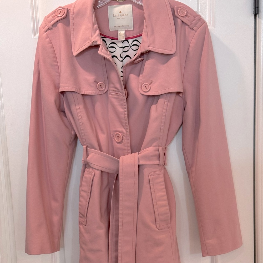 Kate Spade Pink Trench Coat Size Large. NICE!